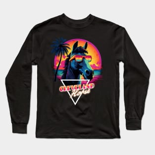 Retro Wave Cleveland Horse Vibes Long Sleeve T-Shirt